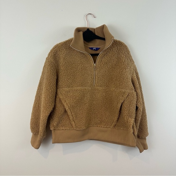 JoyLab Tan Quarter Zip-Up Sherpa Sweater Size Medium - Picture 1 of 6